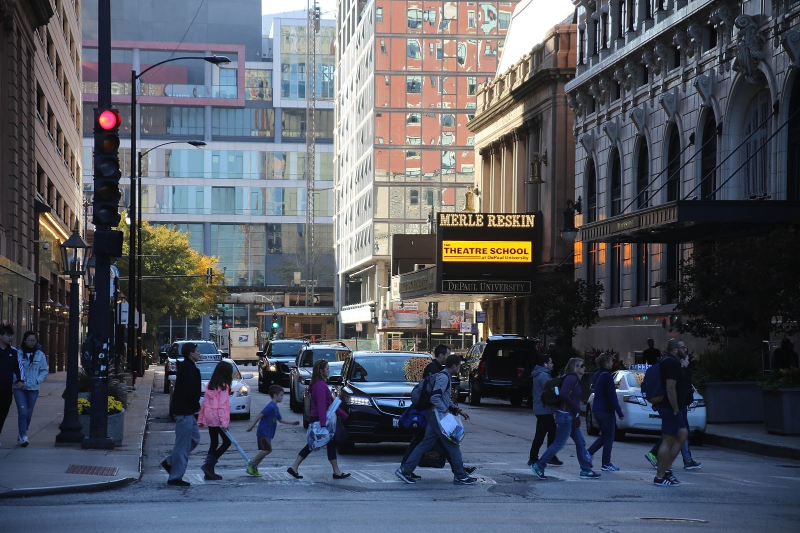 Merle Reskin Theatre with Theatre School sign, Chicago