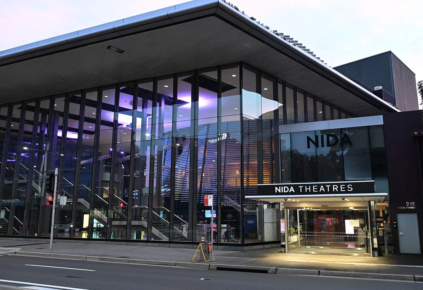 Entrance of the NIDA Theatres building at the National Institute of Dramatic Art, Kensington, Sydney